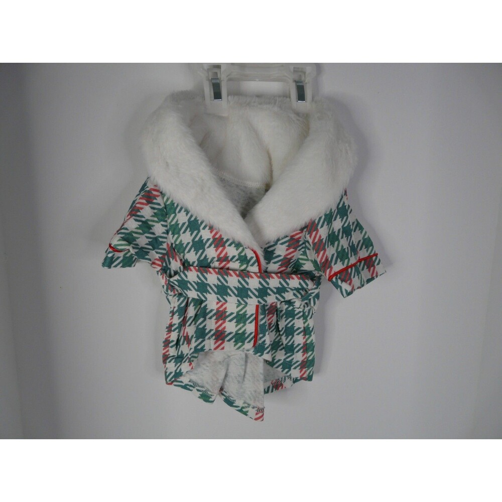 Dog S Christmas Holiday Robe with Faux Fur Collar NWOT **READ**